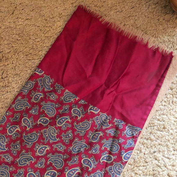 VINTSGE CHRISTIAN DIOR RED PAISLEY/TAN FABRIC LONG SCARF - Picture 8 of 16